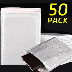 50/30/10 pces envelopes de bolha branca sacos de embalagem auto selo 11/15/23cm para revista forrado mailer envio sacos à prova dwaterproof água