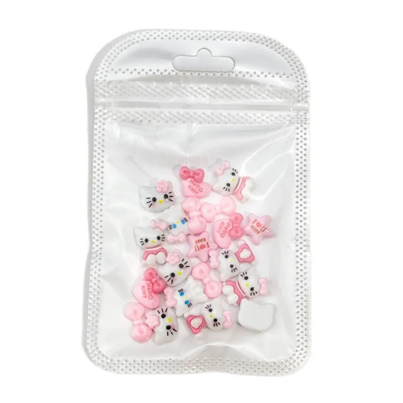 20Pcs Cute 3D Hello Kitty Nail Art Decorations in Pink DIY Nail Art Charm