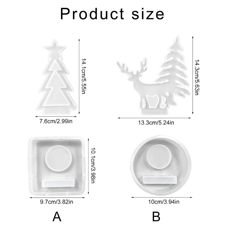 Портативный подсвечник для рождественской елки, формы для 2 шт., многоразовые силиконовые поделки