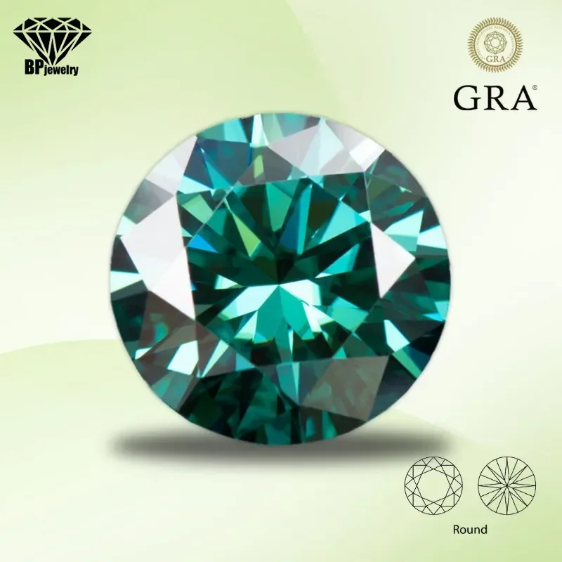 

Moissanite Diamond Primary Color Emerald Green 8 Hearts & Arrows Lab Grown Gemstone for DIY Jewelry Making with GRA Certificate