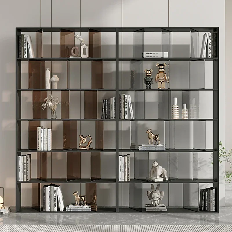 Italian Stainless Steel Bookshelf Living Room Luxury Acrylic Multi-layer Display Shelf Metal Creative Modern Furniture WKBC