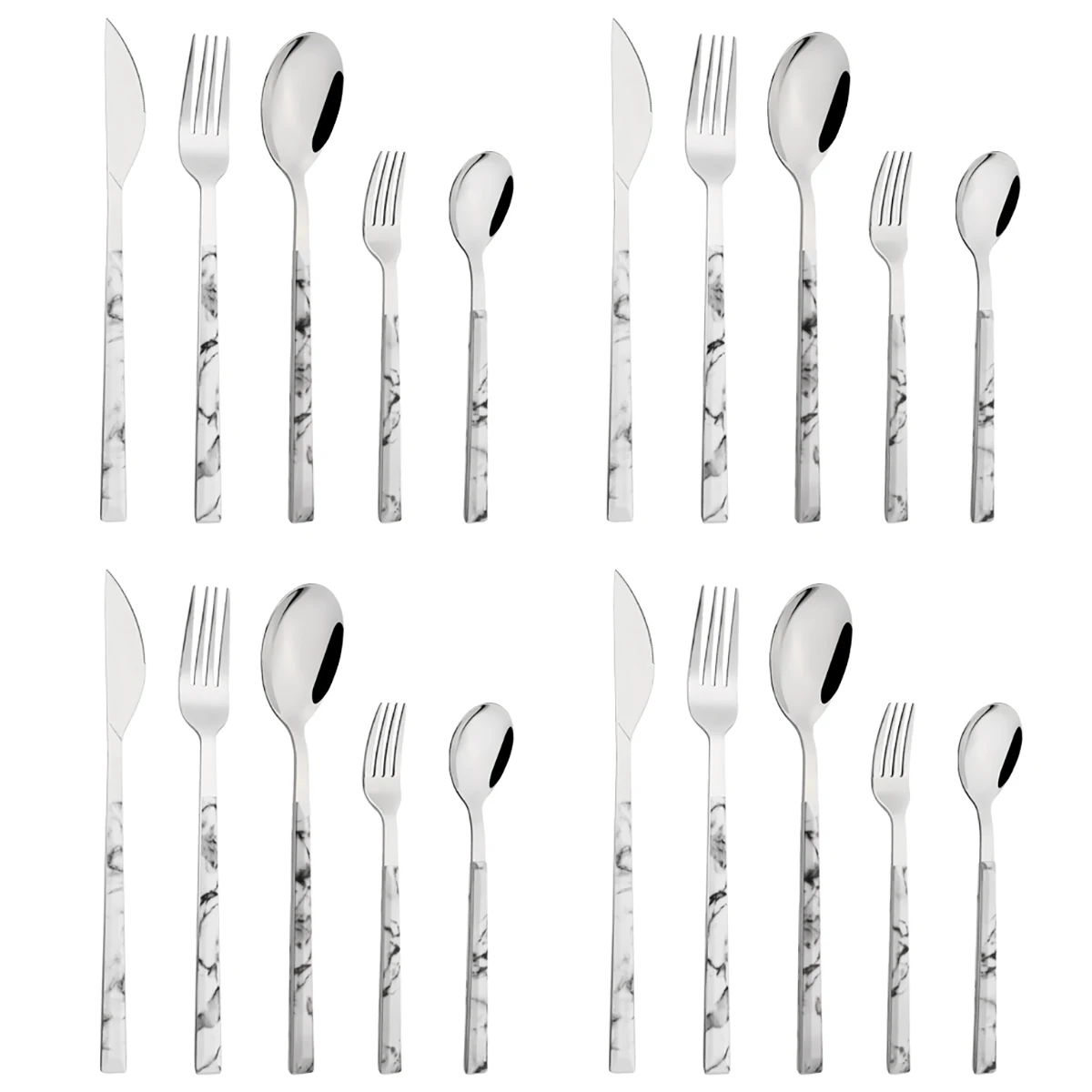 

16/20/24/30Pcs Imitation Wooden Handle Cutlery Set Silver Dinnerware Set Stainless Steel Silverware Knife Fork Spoon Tableware