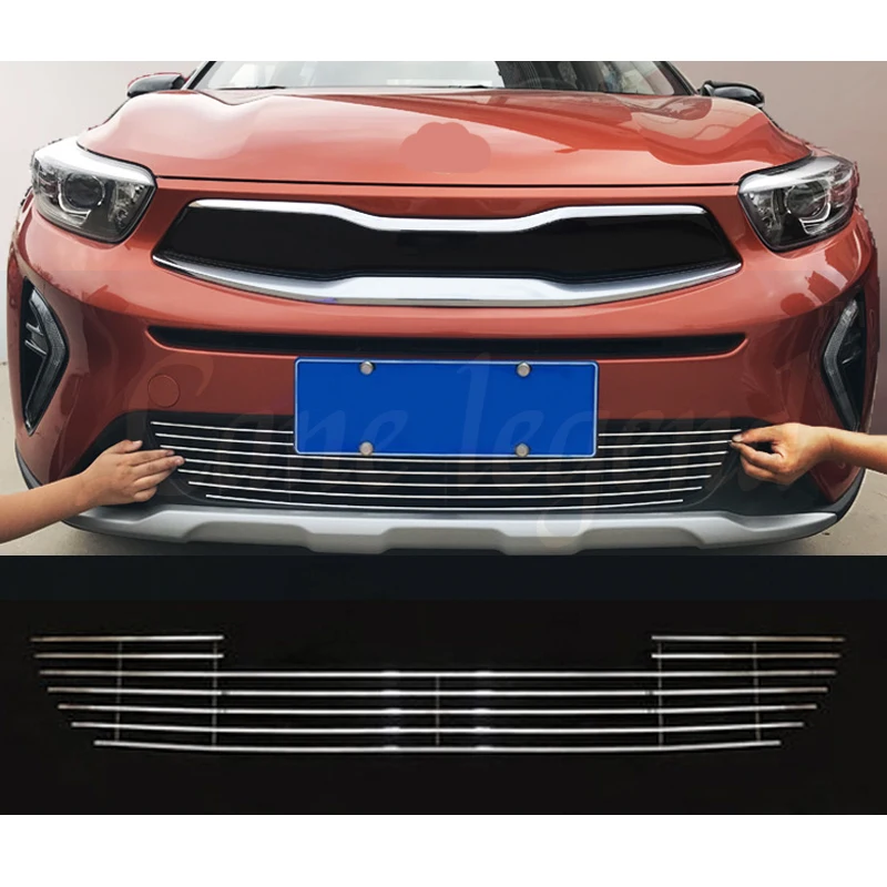 Bild 5: Für KIA Stonic KX1 2019 2020 Racing Grill Front Grill Dekorative Streifen Grill Abdeckung Hochwertige Edelstahl Körper Kit Grills