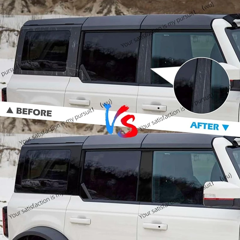 For Ford Bronco 4 Door 2021-2023 Car Pillar Posts Trim Kit Anti Scratch B Pillar Molding Cover Center Window Stickers Component