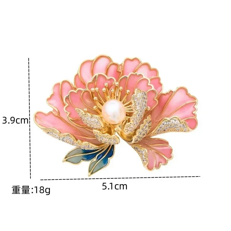 Broche de peônia rosa de alta qualidade feminino requintado china-chique novo estilo chinês broche clássico temperamento flor botão pinos