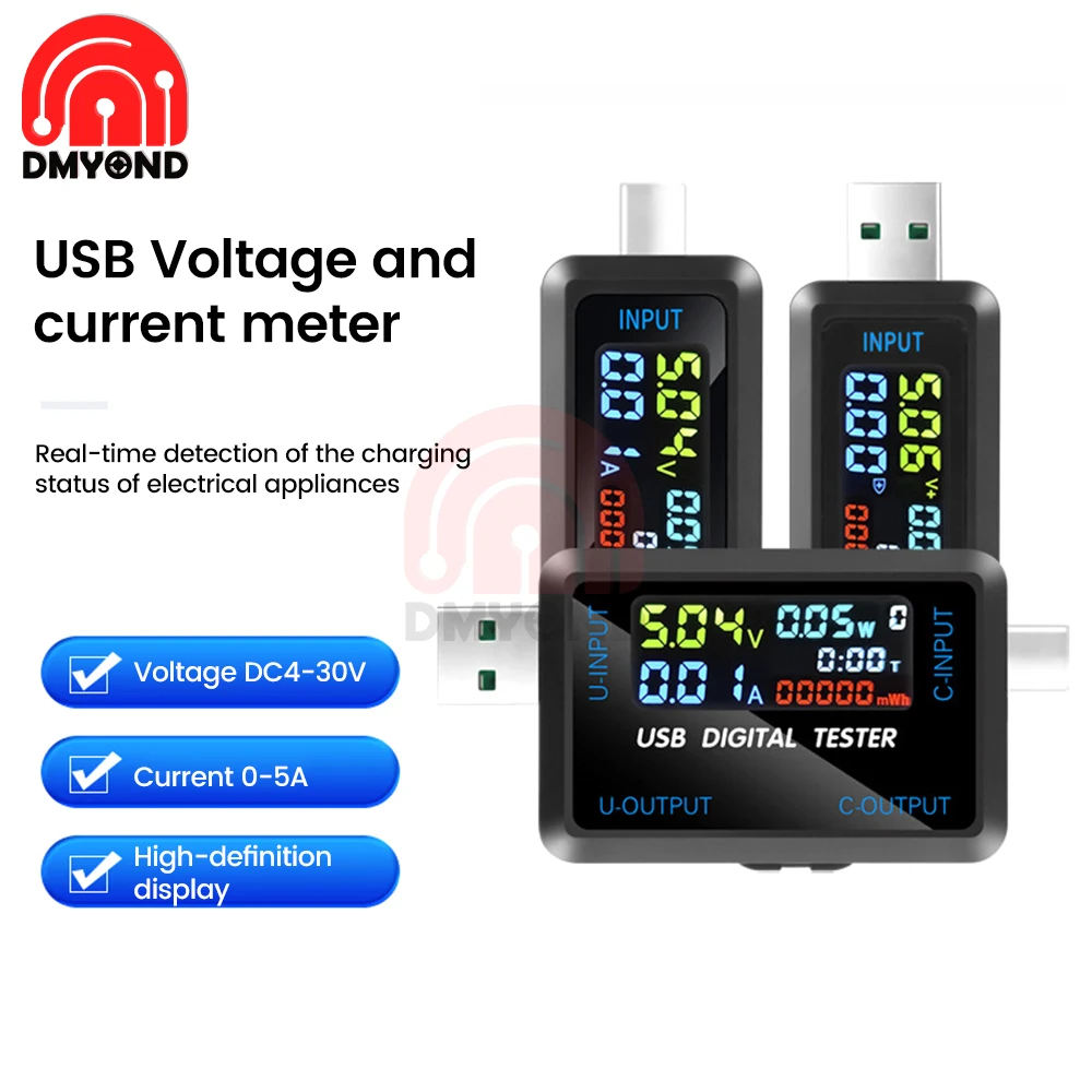 Dc 4.5 ~ 36V Usb Tester Digitale Voltmeter Ampèremeter Detector Vermogensmeter Monitor Oplader Indicator Spanningsstroom Capaciteit Tester