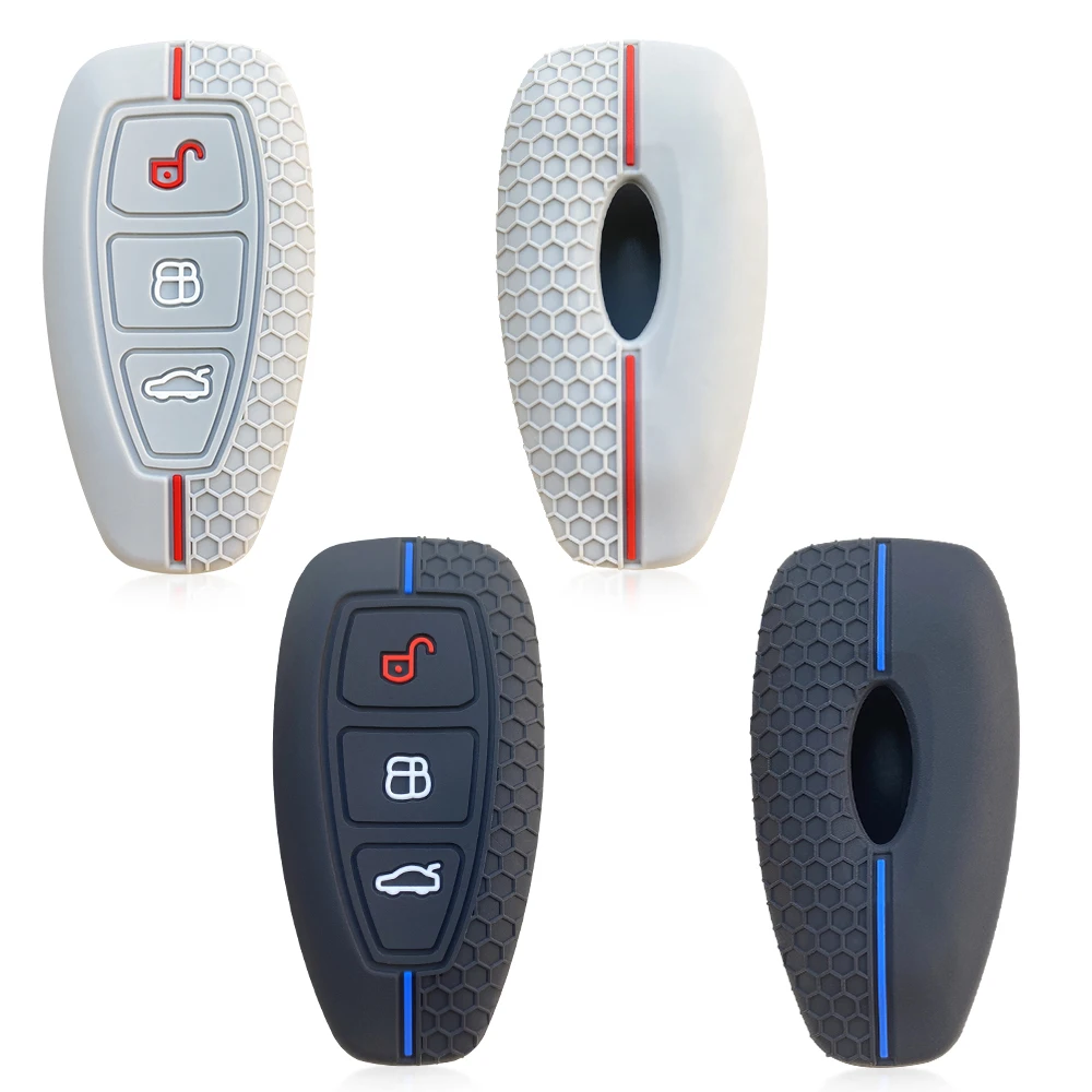 سيليكون مفتاح غطاء غطاء حماية فوب لفورد فييستا العبور مخصص مونديو كوغا 2 Ecosport التركيز Mk4 3 زر الوجه للطي #1