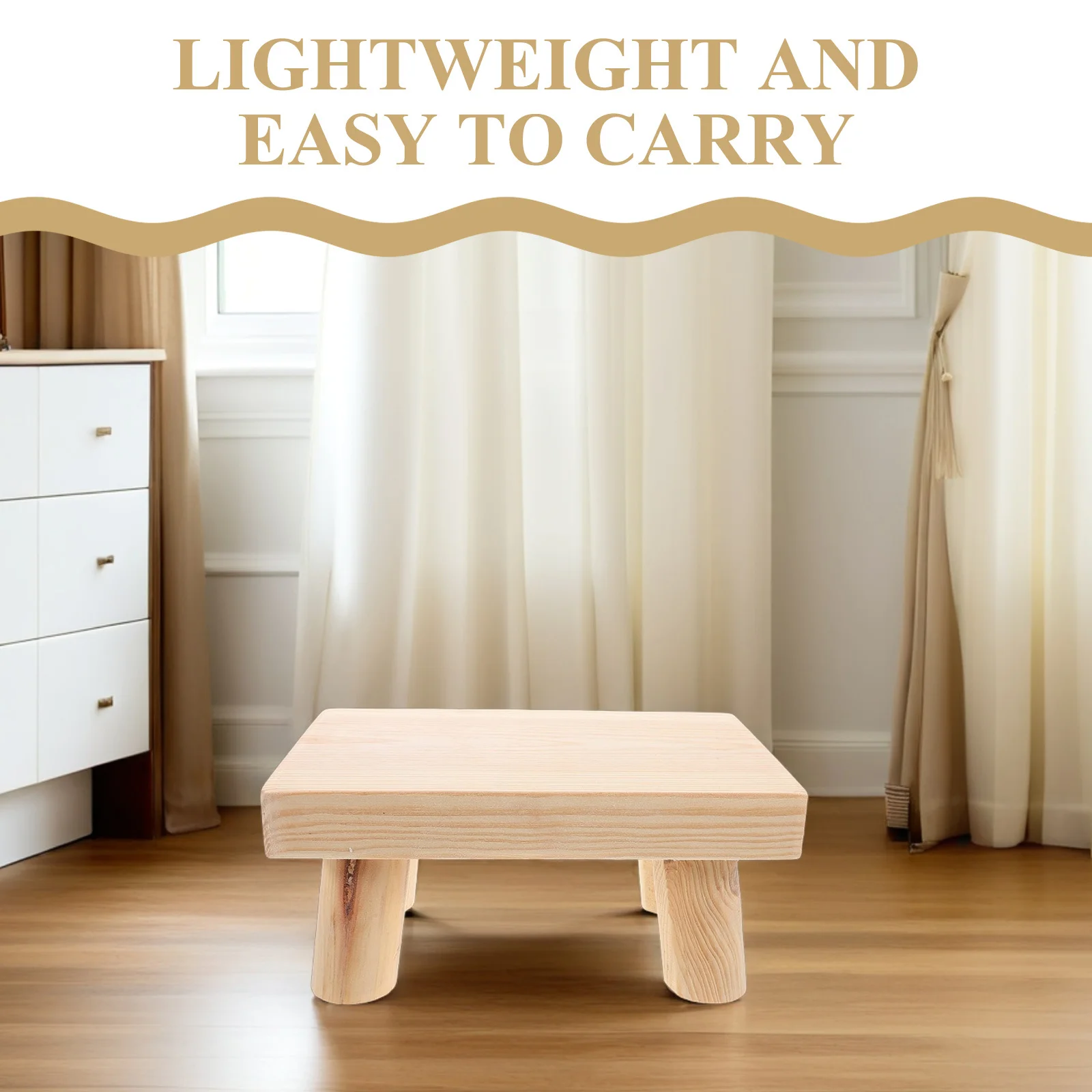 Banqueta de madeira maciça portátil para banheiro cozinha uso não-tóxico bordas arredondadas sapato de apoio para os pés de madeira