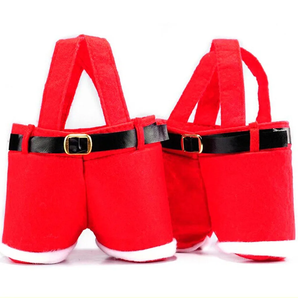 1pc Santa Claus Pants Bag Tote Bags Stocking Candy Bag Christmas Decoration Wedding Candy Storage Bucket Portable Gift Basket