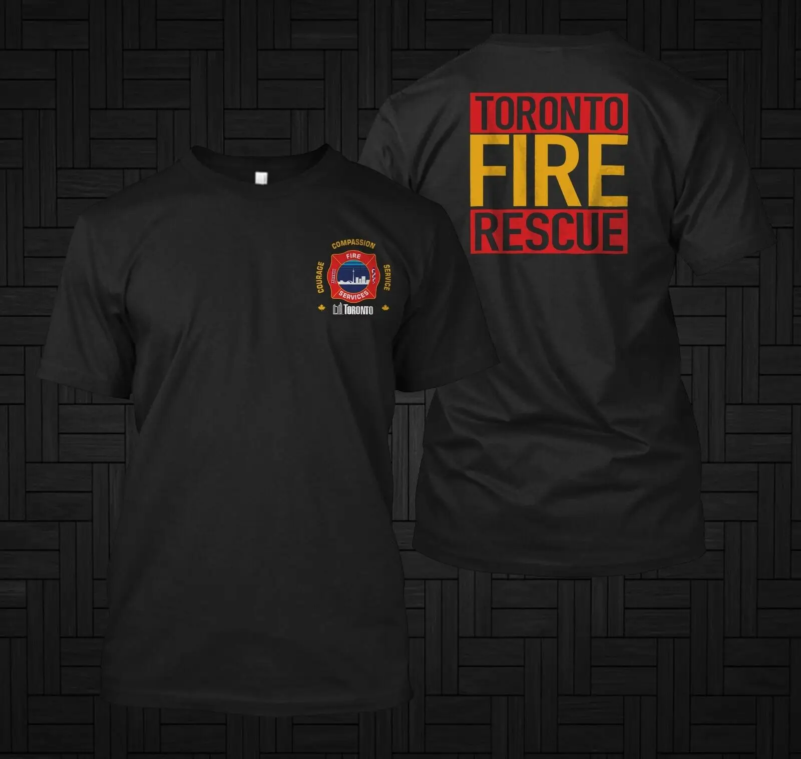 New Toronto Canada Firefighter Fire - Custom Men\'S Back And Front T-Shirt Tee