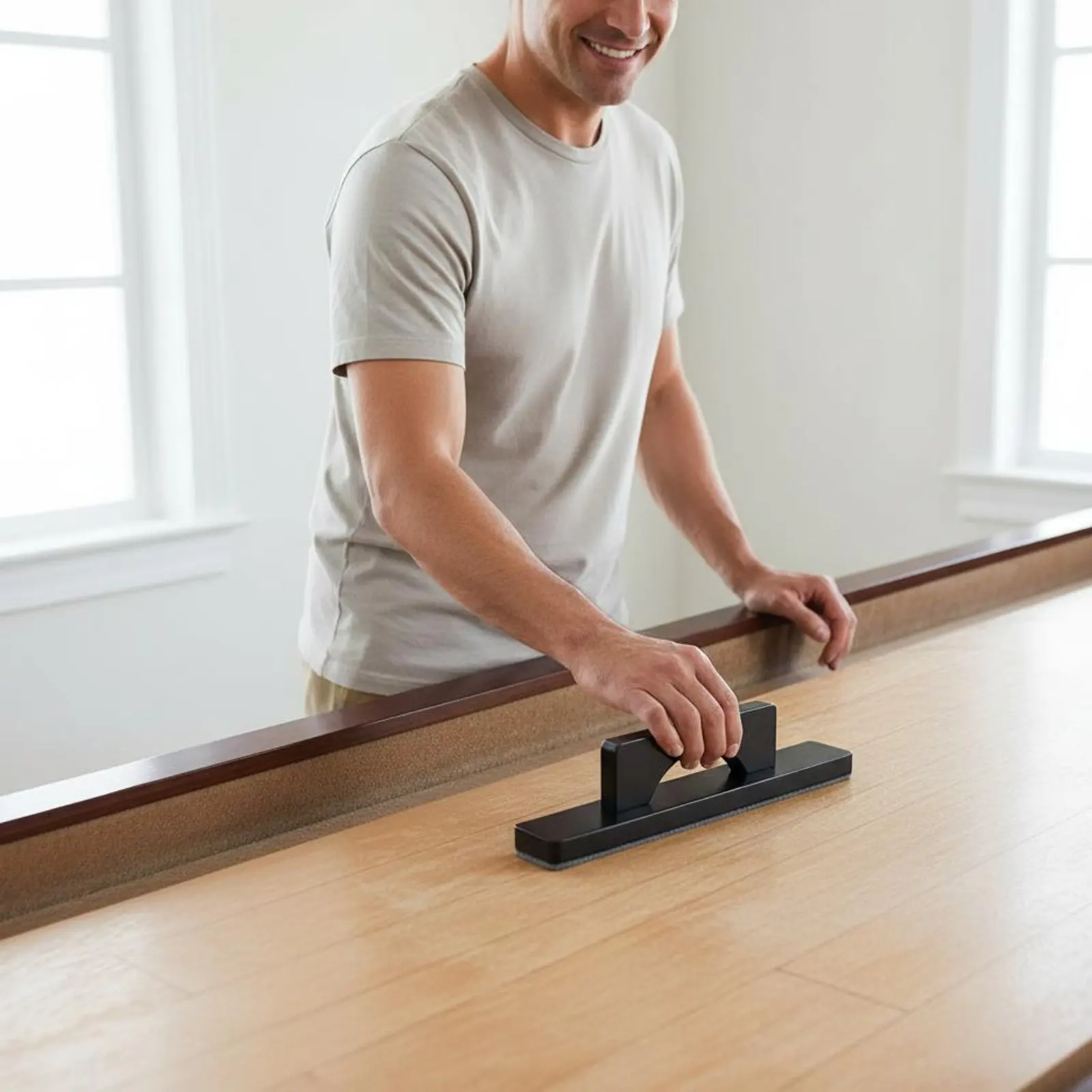 Immagine 4: Spazzola in Legno Massello per Shuffleboard, Accessorio Sportivo Facile da Pulire ed Ecologico