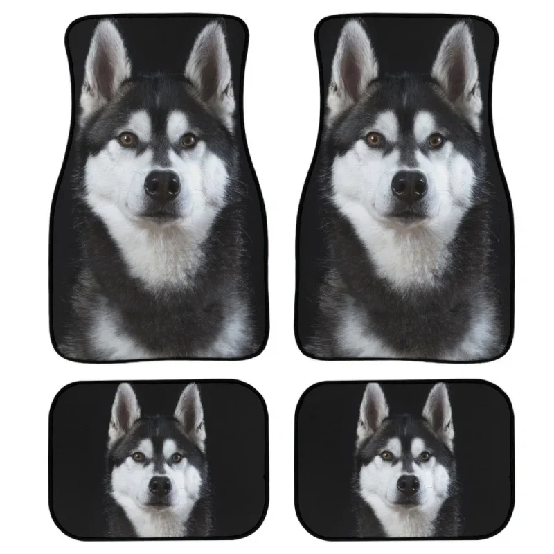 Cool Husky 3D Print Car Floor Mat Interior Accessories Carpet Front and Rear Complete Set of 4 Pack Fits Most Car Floor Mats Hot