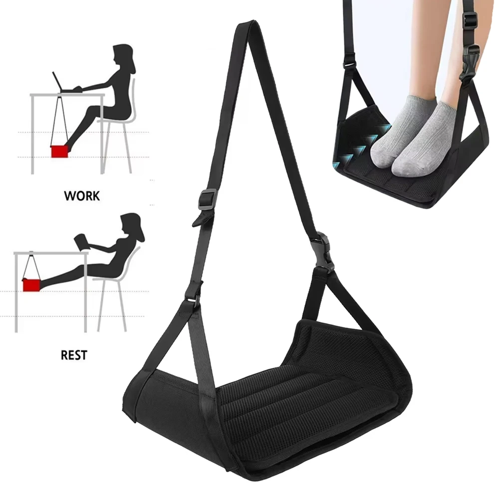 Flugzeug-Fuß-Hängematte, tragbare Fußstütze aus Oxford-Stoff mit verstellbarem Riemen, bequeme Hängematte für Flugzeugbeine, Auto, Reisen, unverzichtbar