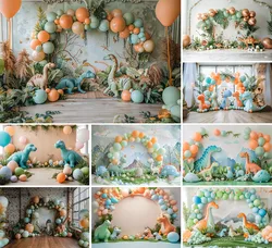 Mehofond Photography Background Jungle Forest Dinosaur Balloon Children Birthday Cake Smash Portrait Decor Backdrop Photo Studio