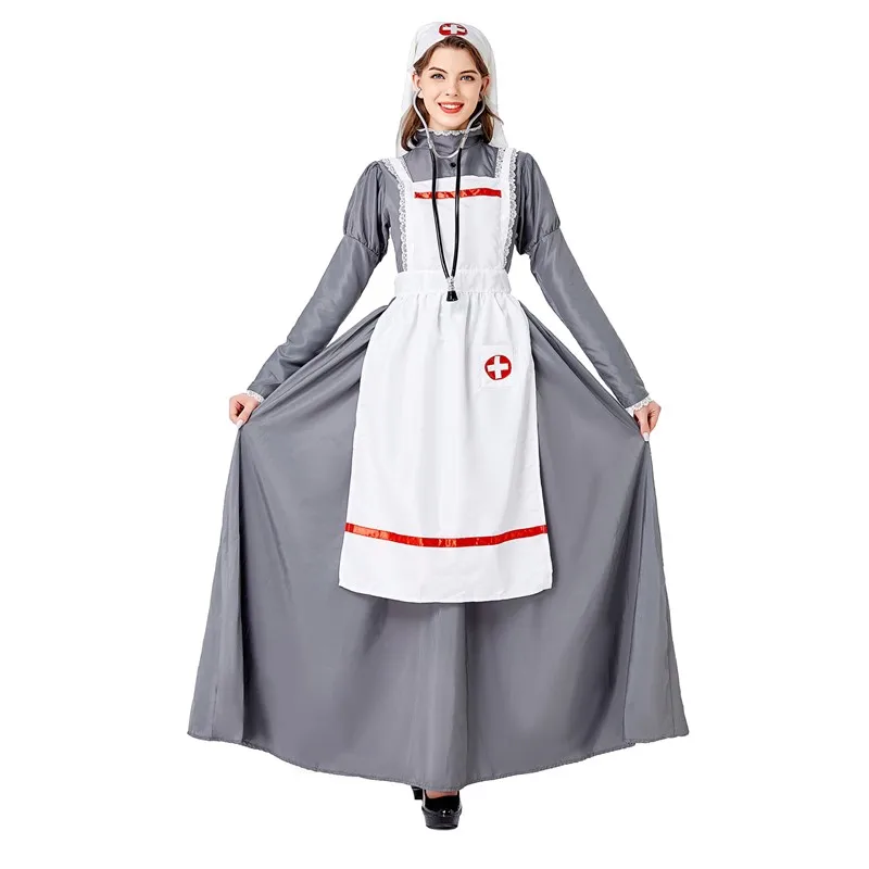 Sexy Damen Halloween Retro Mittelalterliche Krankenschwester Arzt Rollenspiel Kostüm Set Weibliche Französische Dienstmädchen Bühnenauftritt Faschingskostüm – Detail 5