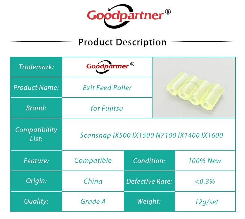 1X PA03656-K975 PA03656-K976 Sortie rajeunRoller pour FUJITSU Scansnap festin 500 festin 1500 N7100 festin 1400 festin 1600