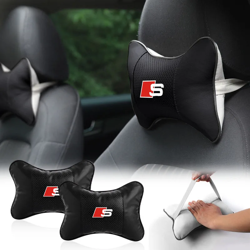 Auto-Kopfstützenkissen mit Logo, Nackenkissen, Autozubehör für Audi Sline A3 A4 B8 8P B9 8V B6 A5 B7 A1 A6 C6 Q3 Q5 Q7 A7 TT S3 S4