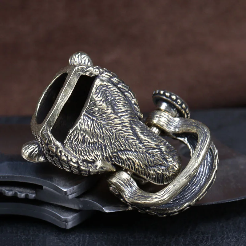 Bear Head Brass Buckle EDC Outdoor DIY Woven Paracord Survival Bracelets Supplies Accessories Retro Umbrella Rope Lanyard Beads