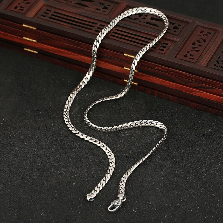 925 Sterling Silver Fashion Thai Silver Korean Necklace Men Simple style personalized jewelry versatile clavicle chain