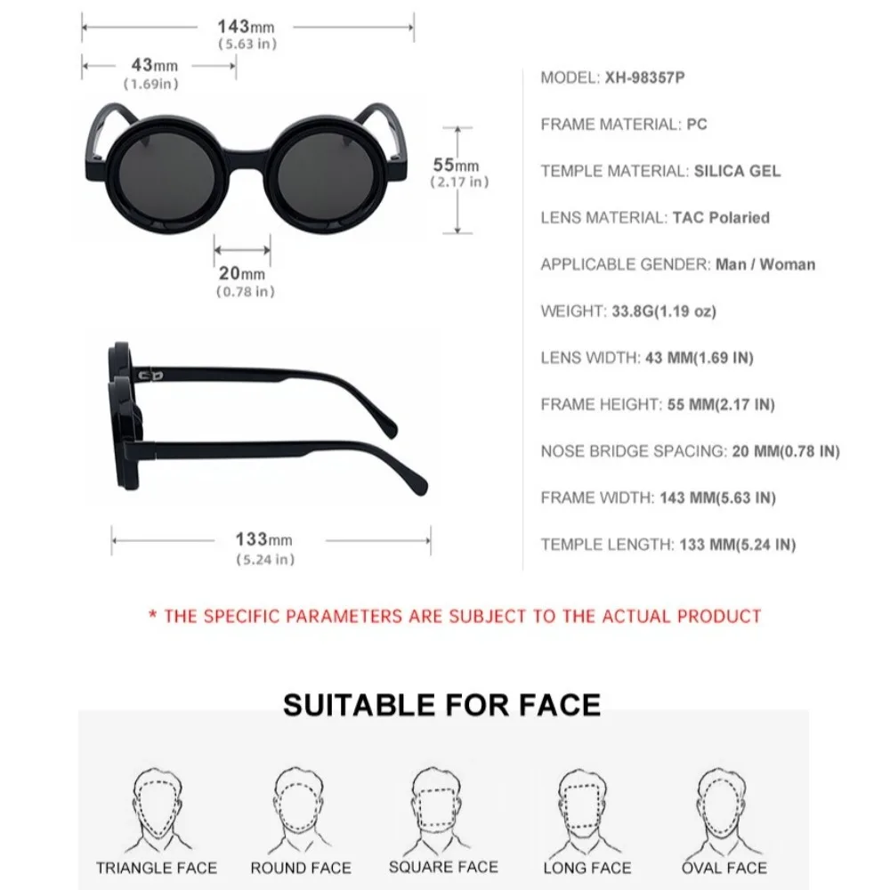 Fashion ND2-400 Adjustable Dimming Glasses 9 Level ND Filter Fishing Sunglasses Round UV400 Sun Glasses Outdoor - view 6