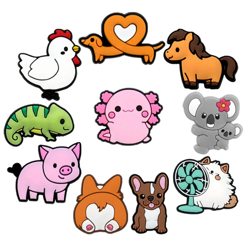 1/10pcs Cartoon Shoe Charms Pigs Dogs Shoe Accessories Decoration Horse Cats Koala Animals Pins for Women Girls Clog Buckles