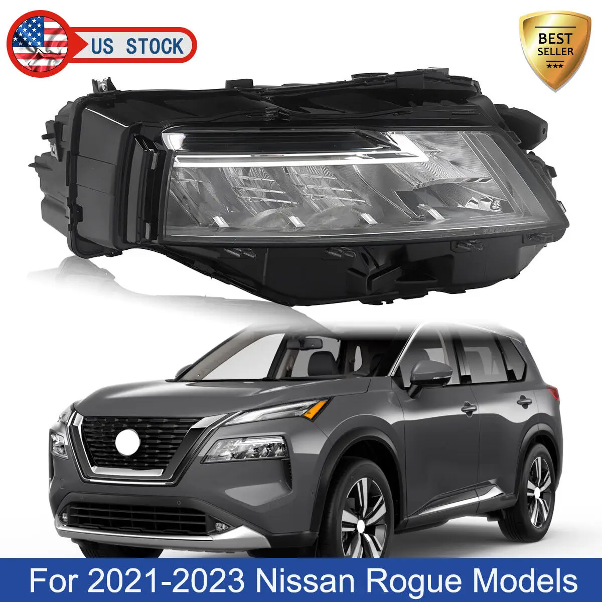 Headlamp Passenger Side Right Headlight Assembly For 2021 2022 2023 Nissan Rogue