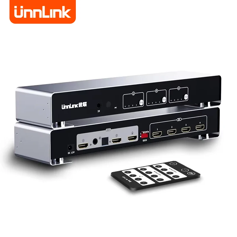 

Unlink 4K 60Hz HDMI True Matrix 4x2 Video Switch Splitter 4 In 2 Out with Optical 3.5mm Audio Extractor Switcher For PC TV