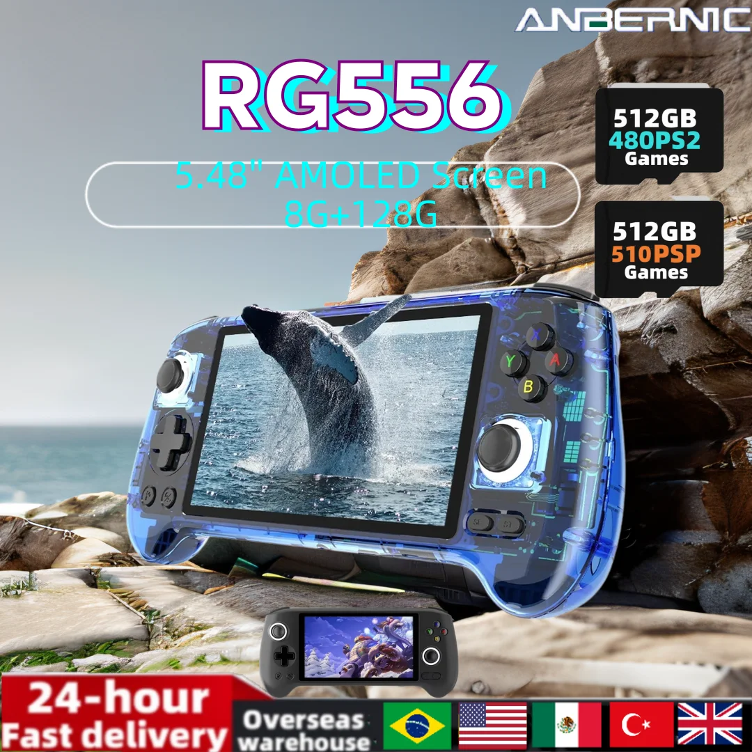 

ANBERNIC RG556 Handheld Game Console 5.48 inch AMOLED Screen Android 13 Unisoc T820 WIFI 5500mAh Bluetooth Retro Video Players