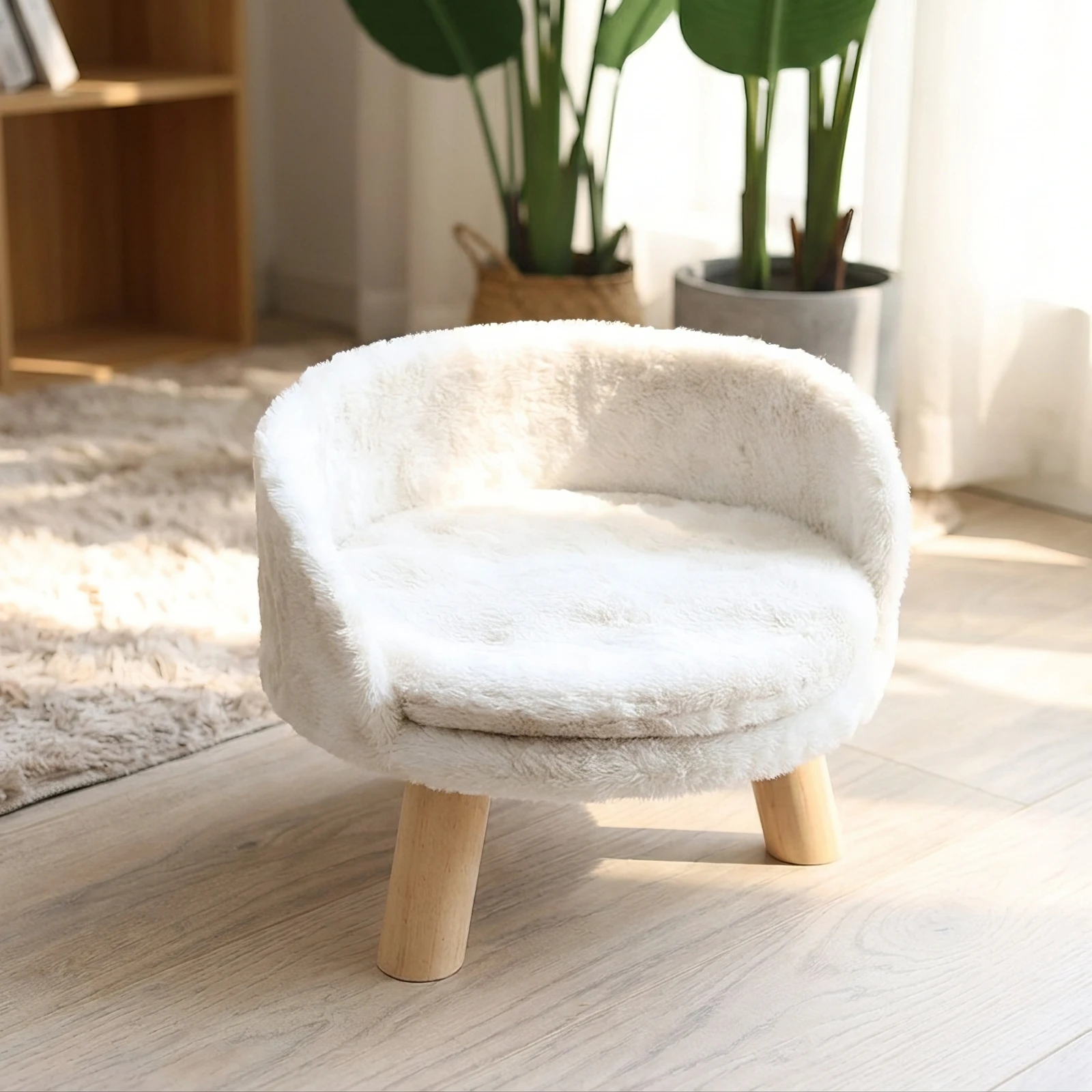 Cat Bed with Wooden Legs Elevated Cat Sofa Pet Couch Cozy Furniture Deep Cushioned for Cats, Living Room, Bedroom