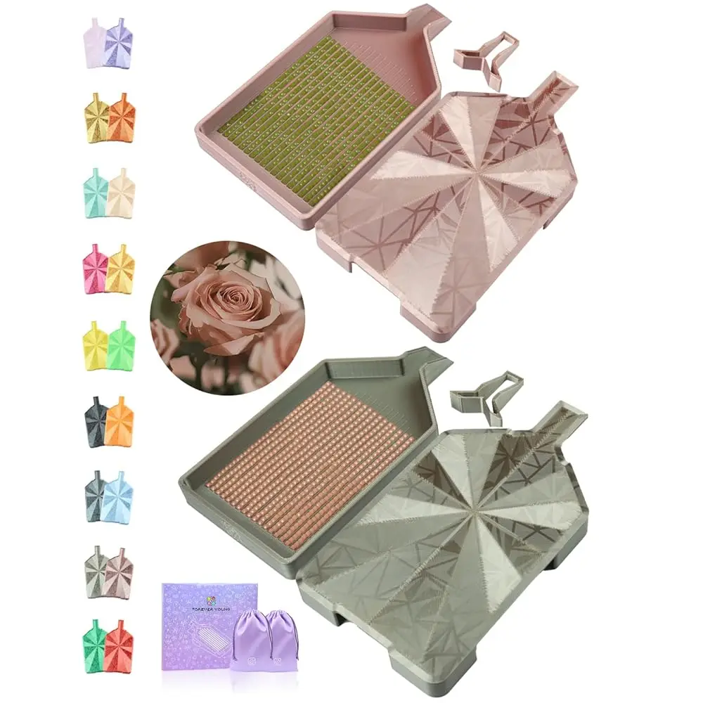 

Crystalline Diamond Art Trays with Lids Diamond Painting Accessories, 2-Piece Diamond Painting Trays with Lids, Silky Diamon