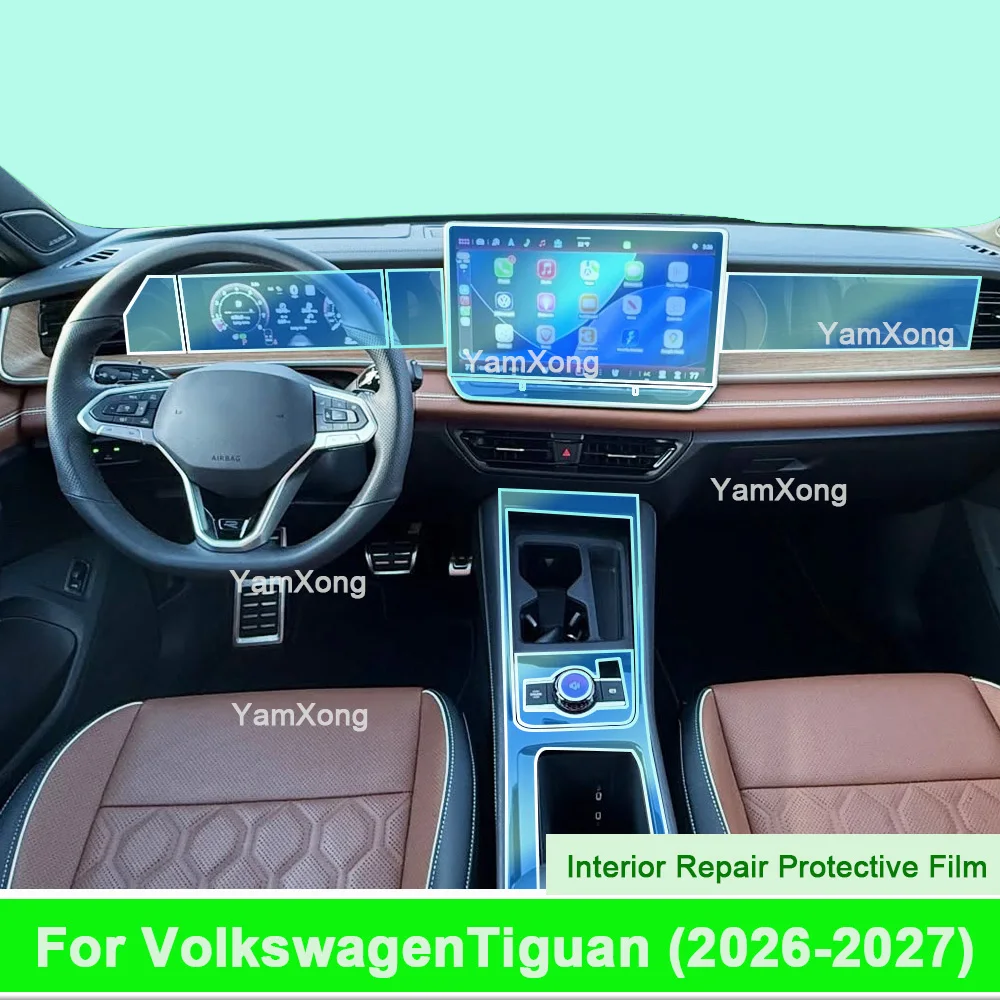 Car Anti-scratch Repair Sticker For Volkswagen Tiguan 2026-2027 Car Interior Center Console Transparent TPU Protective Film