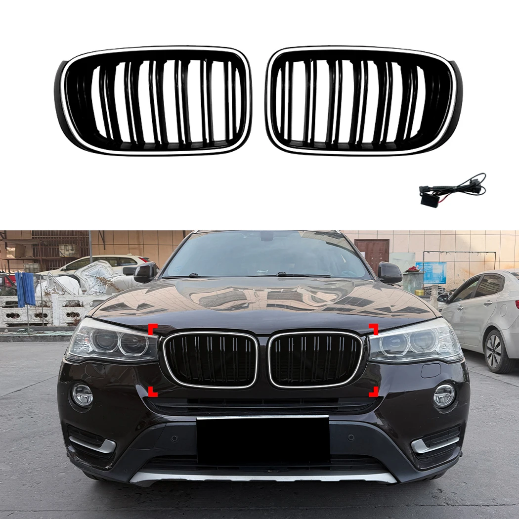 With Light Front Kidney Replacement Double Grill Grille For BMW X3 F25 X4 F26 LCI 2014 2015 2016 2017 Front Grille Racing Grills