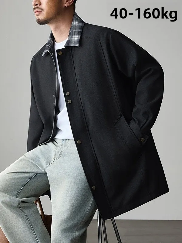 

Мужская ветровка очень большого размера, повседневное пальто средней длины, весенне-осеннее свободное пальто, модное ветрозащитное пальто больших размеров, модное