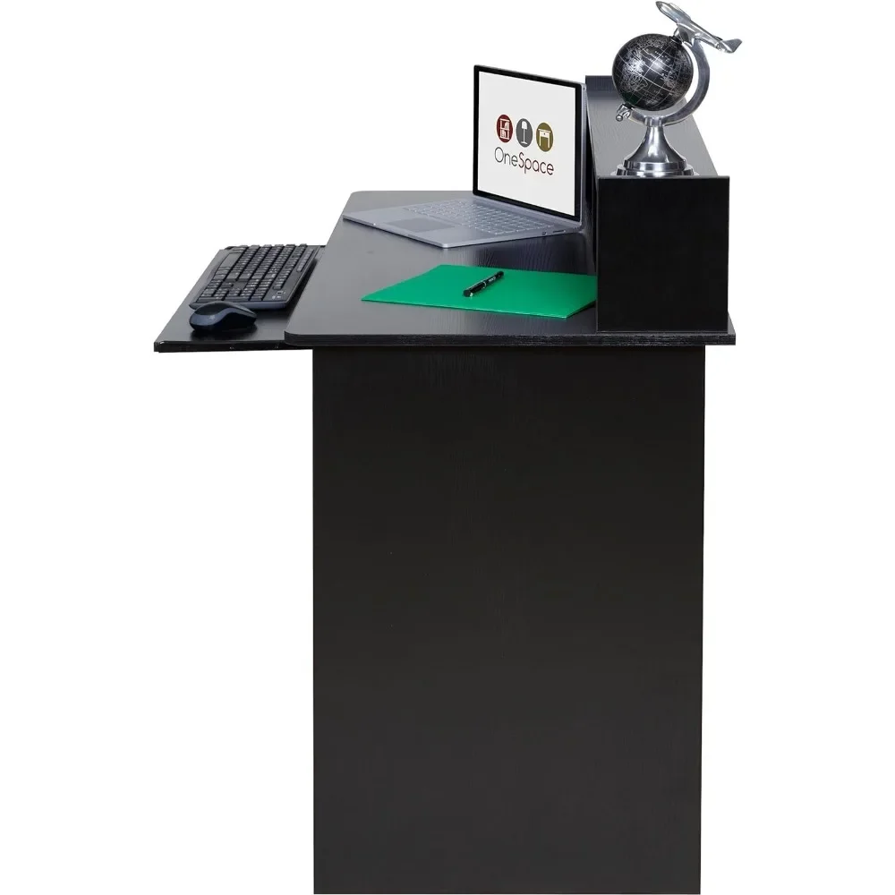 Computer Desk Reception Counter Desk Hutch With Pull-Out Keyboard Black Furniture Tables Shop Front Office