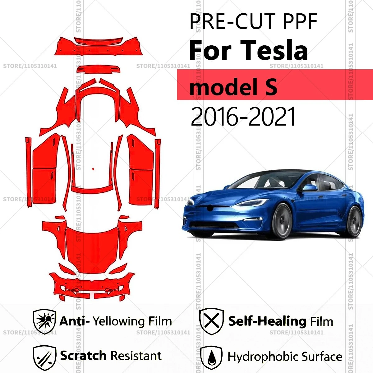 

Защитная пленка PPF для Tesla Model S 2016-2021, предварительно вырезанная, прозрачная, профессиональная автомобильная пленка для полной защиты кузова.