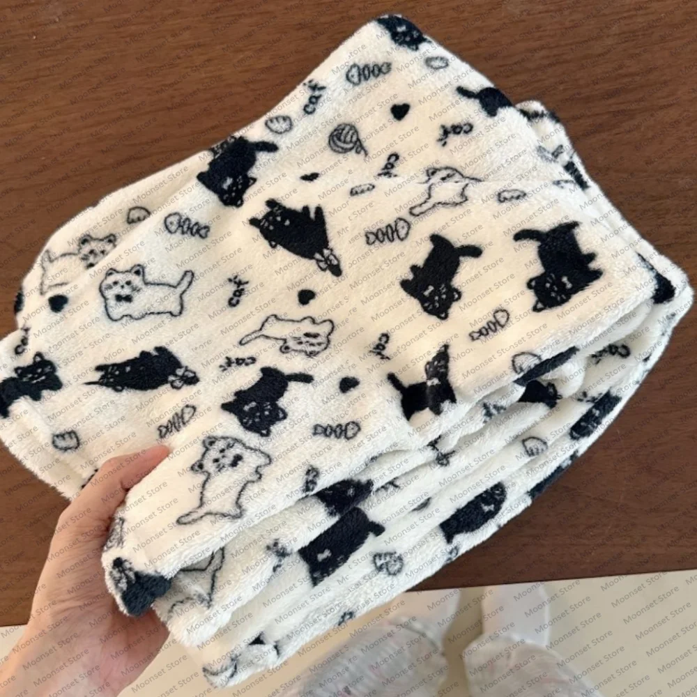 Women's autumn and winter home pajama pants Cartoon flannel home casual walking long pants Comfortable and cute Ladies' trousers