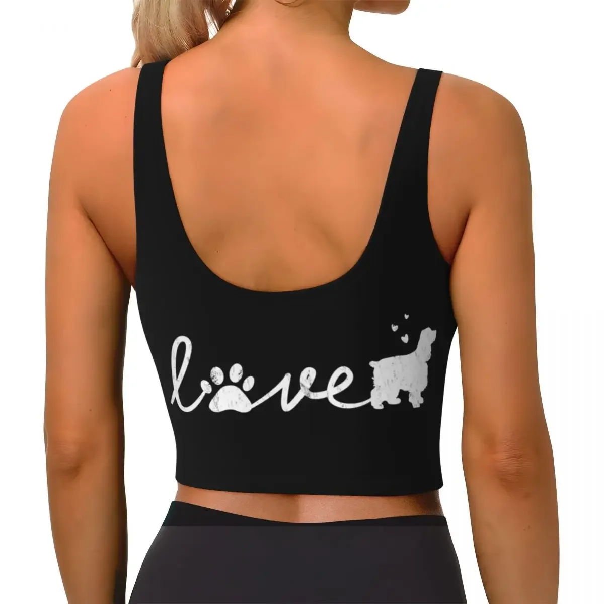 Custom Cocker Spaniel Love Dog Pet Lover Gift Women Sports Bra High Impact Vest Gym Workout Yoga Crop Tank Top