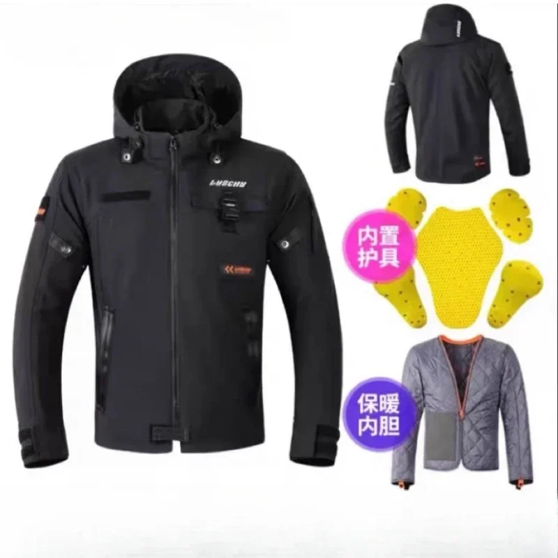 LYSCHY Motorcycle Jacket Men's and Women's Autumn and Winter Jackets Waterproof, Warm and Fall-proof Casual Racing Jackets