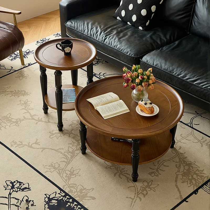 

Modern Vintage Coffee Table Luxury Round Storage French Coffee Table Premium Design Table Basse De Salon Living Room Furniture