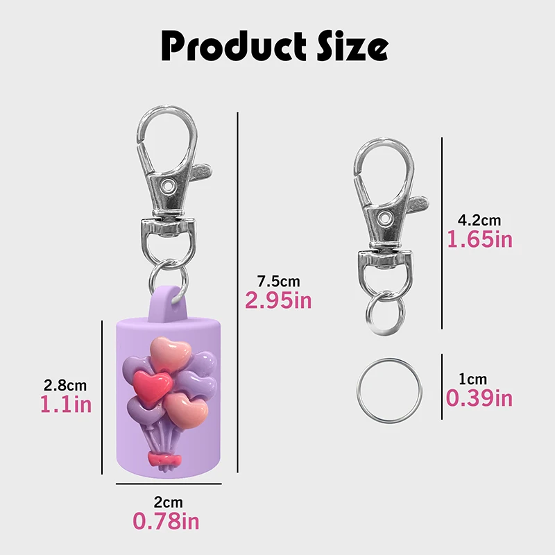 Bolsa de lápiz labial portátil, bolsa de maquillaje, bolsa de bálsamo labial, llavero, soporte, cubierta protectora, tapa con forma de globo para bálsamo de brillo de labios