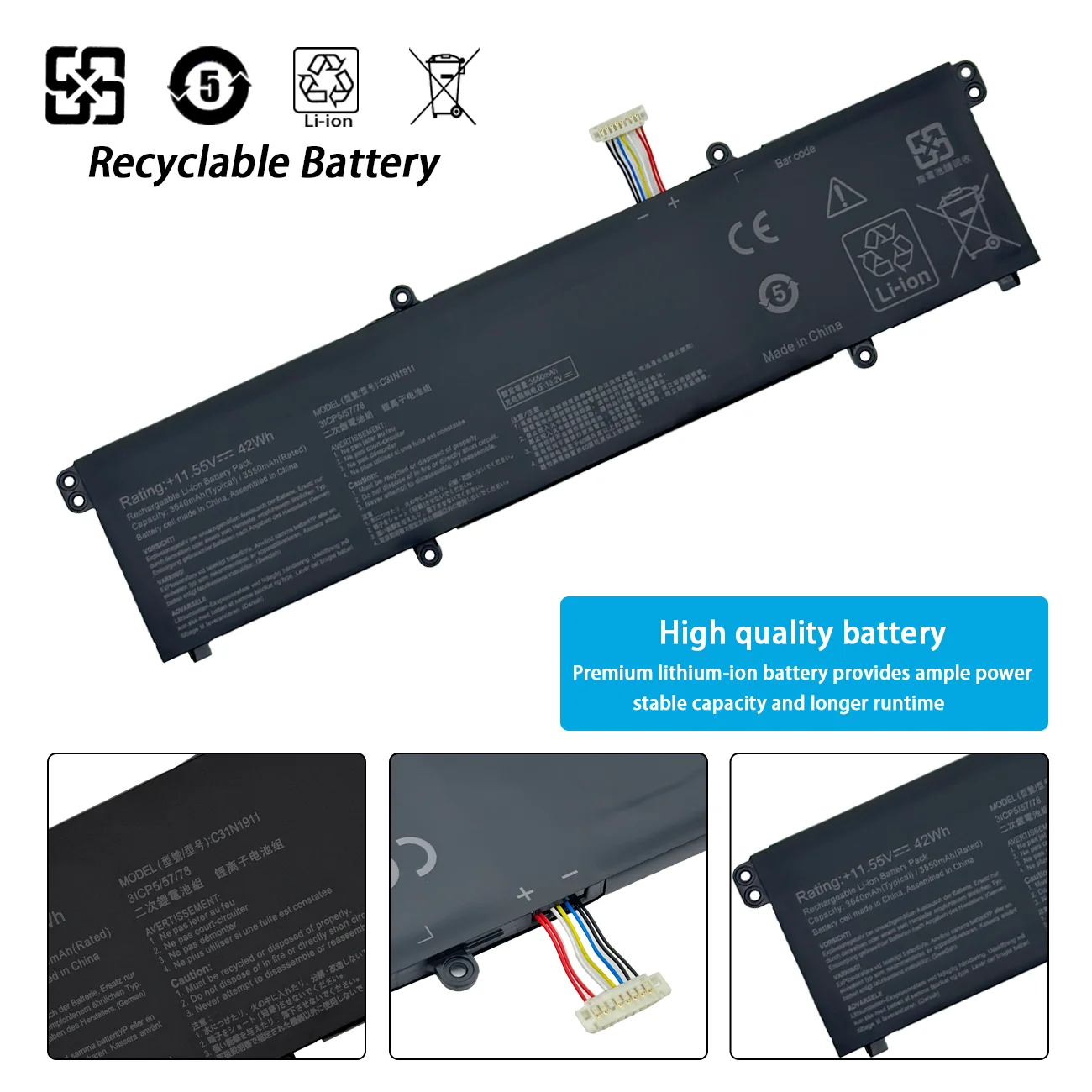 B31N1911 Battery For ASUS VivoBook Flip 14 TM420IA TP470EA M413DA M413DA-EK162T M413DA-EK007T X421DA X421EA TP470EZ  C31N1911