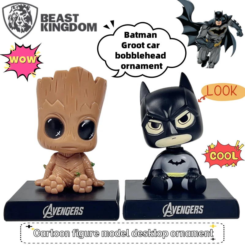 Novo bestakingdom batman groot personalizado dos desenhos animados figura criativa modelo anime carro periférico bobblehead ornamento presente do feriado