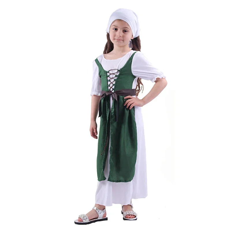 Child Kids Northern Ireland National Folk Irish Girl Costume Cosplay for Girls Saint Patrick's Day Cosplay