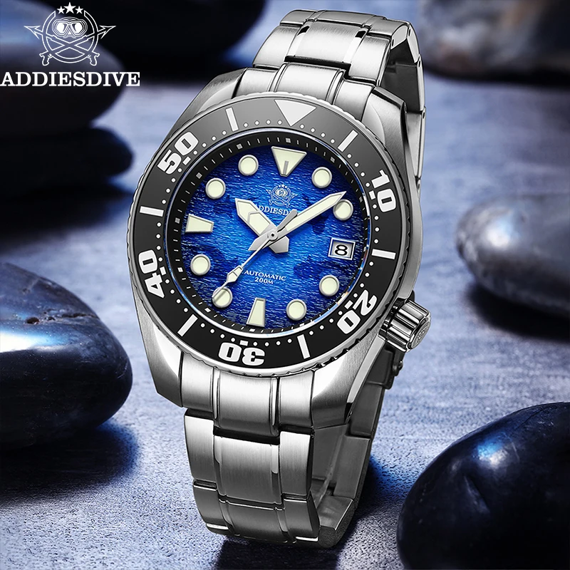 

ADDIESDIVE Automatic Mechanical Wristwatch Luxury Ceramic Bezel 200m Waterproof Diving Watch Luminous Sapphire Glass Steel Watch