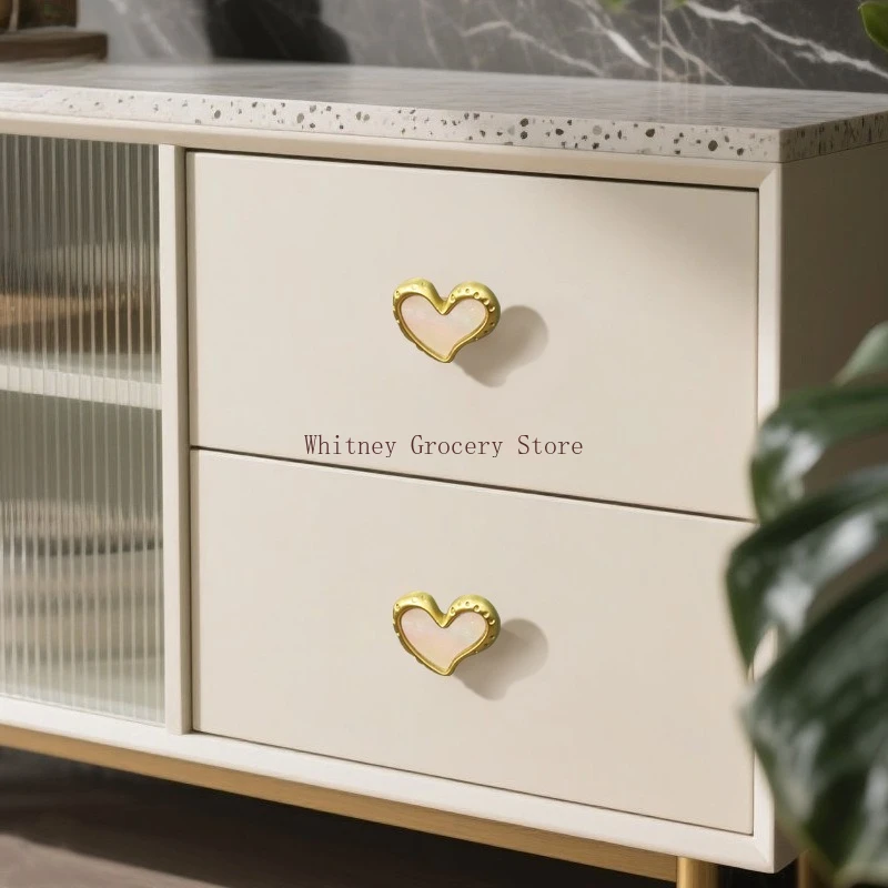 Factory direct sales modern simple wardrobe door shell single hole handle children's room heart drawer furniture brass handle
