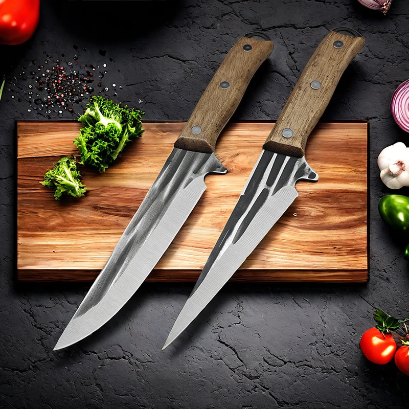 Stainless Steel Boning Knife Forged Full Tang Kitchen Chef Knives Meat Cleaver Butcher Knife Fish Knife with Wood Handle Tools