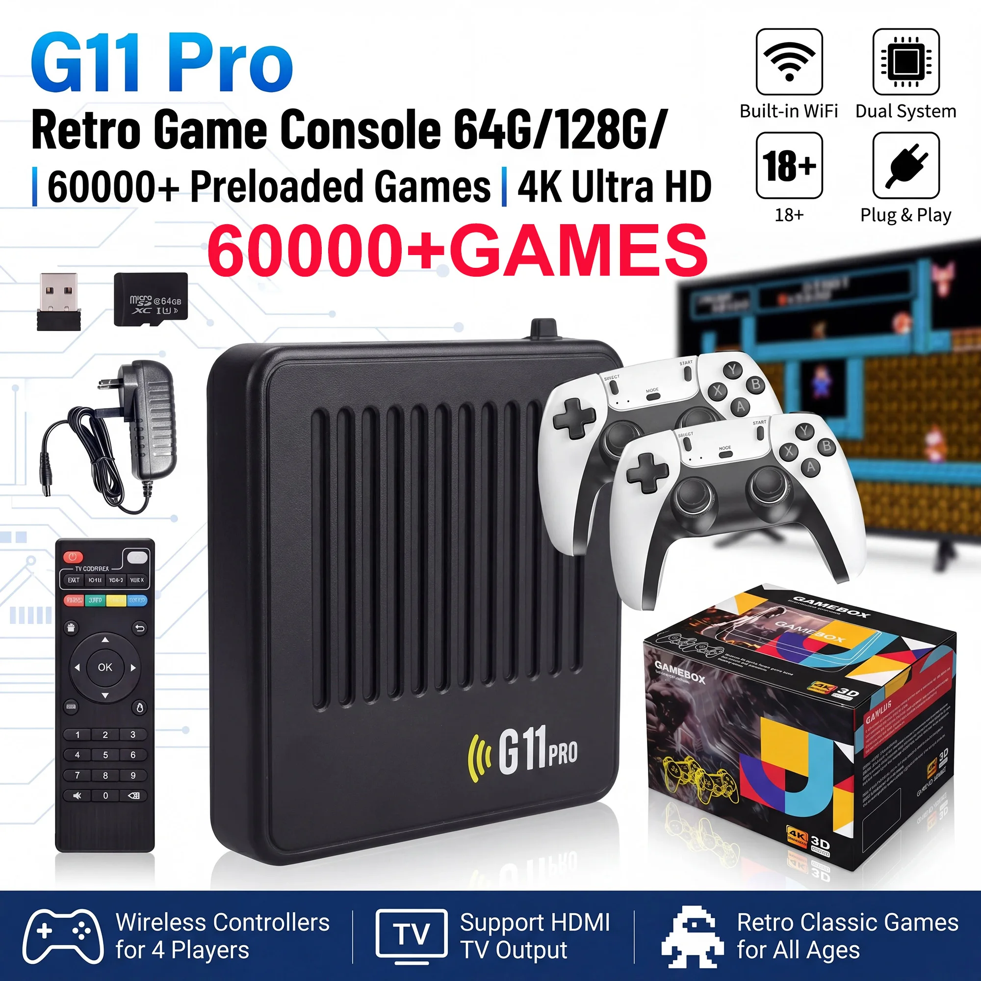 G11 PRO 2 In 1 TV & Gaming Box - đánh giá và giá Gaming Console All In One