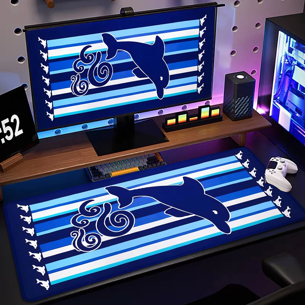 

Mosepad Orange striped dolphin Computer Mat Desk Accessories Pc Gamer Mousepad Company Game Mats Mouse Mause Table Decoration