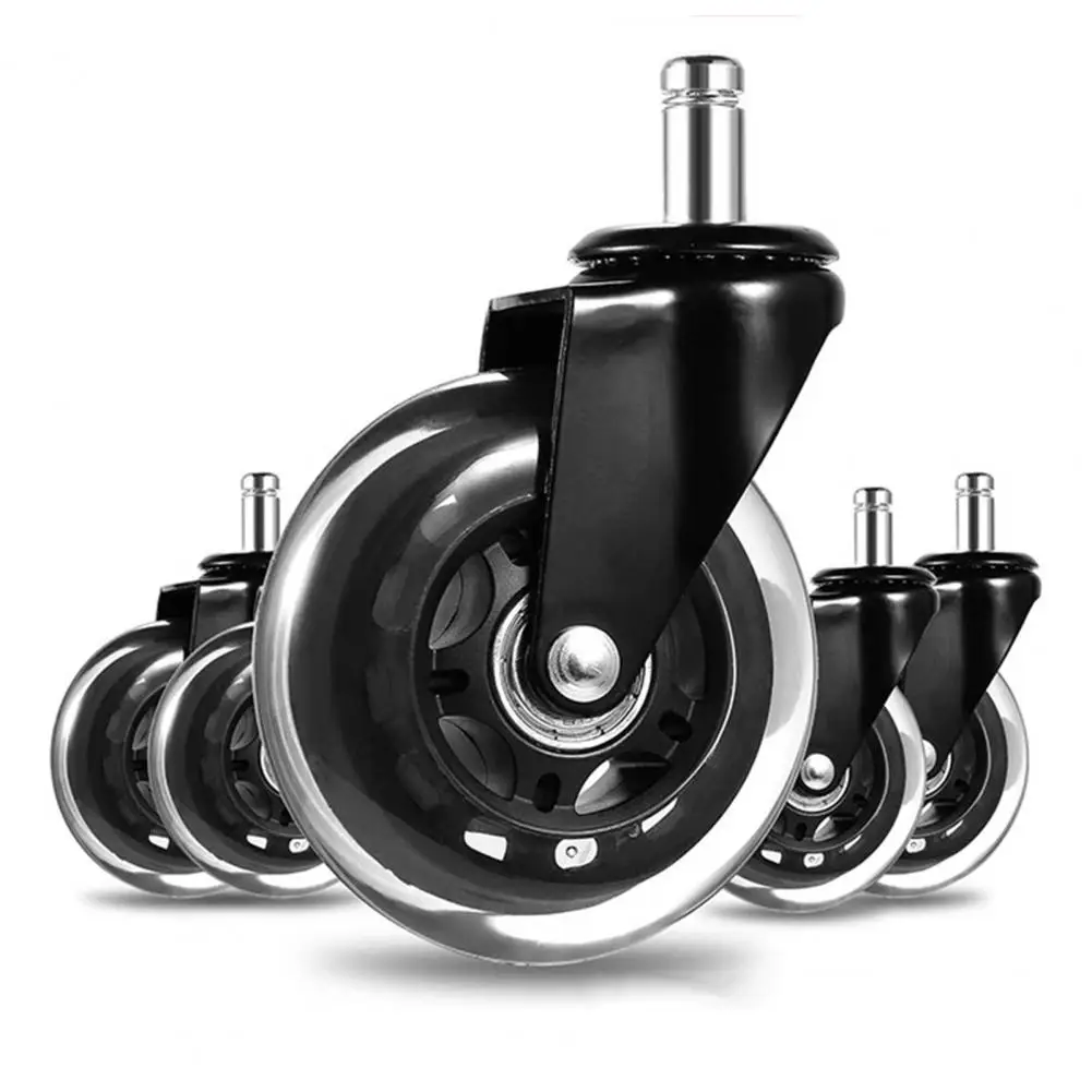 75mm Office Chair Wheels Quiet Chair Casters Smooth Rolling Floor Protect Swivel PU Casters Replacement Set For Coworking Spaces