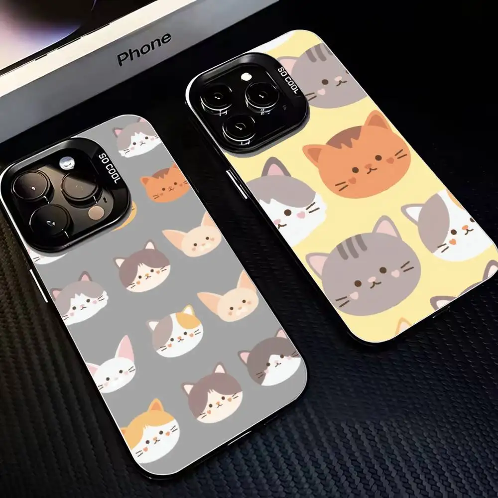 

Lovely Cat Phone Case For iPhone17,16,15,14,13,12,11 Plus,Pro Max Black Matte Shockproof Cover